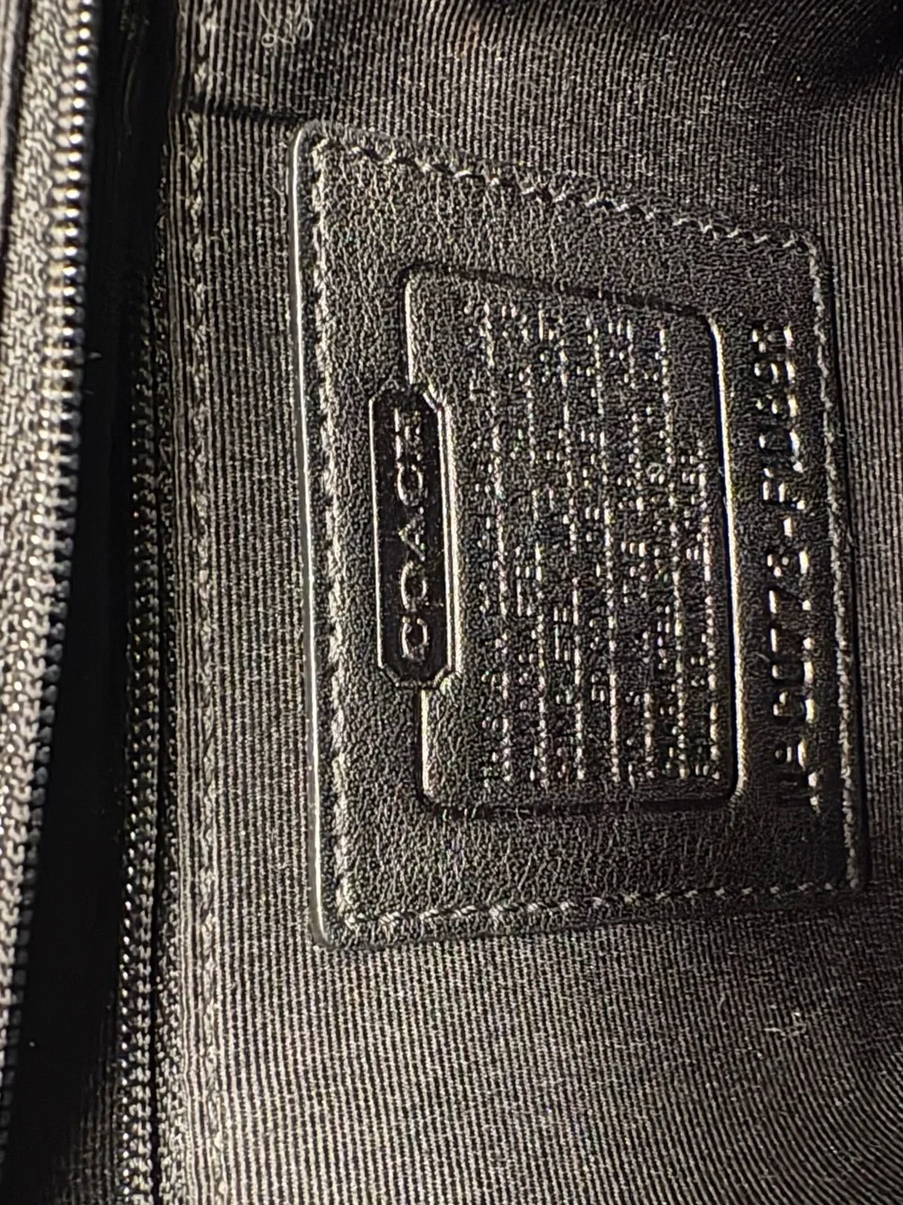 Coach Black Peddled Leather Shoulder Bag Silver White Stitch Detail